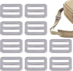 10PCS Adjustable Buckle Fasteners, 316 Stainless Steel Adjuster Slider Tri-Glide Buttons Webbing Slider Buttons Buckle Clasps Webbing Strap Tri Glide DIY Accessories for Collars Straps,36x29mm