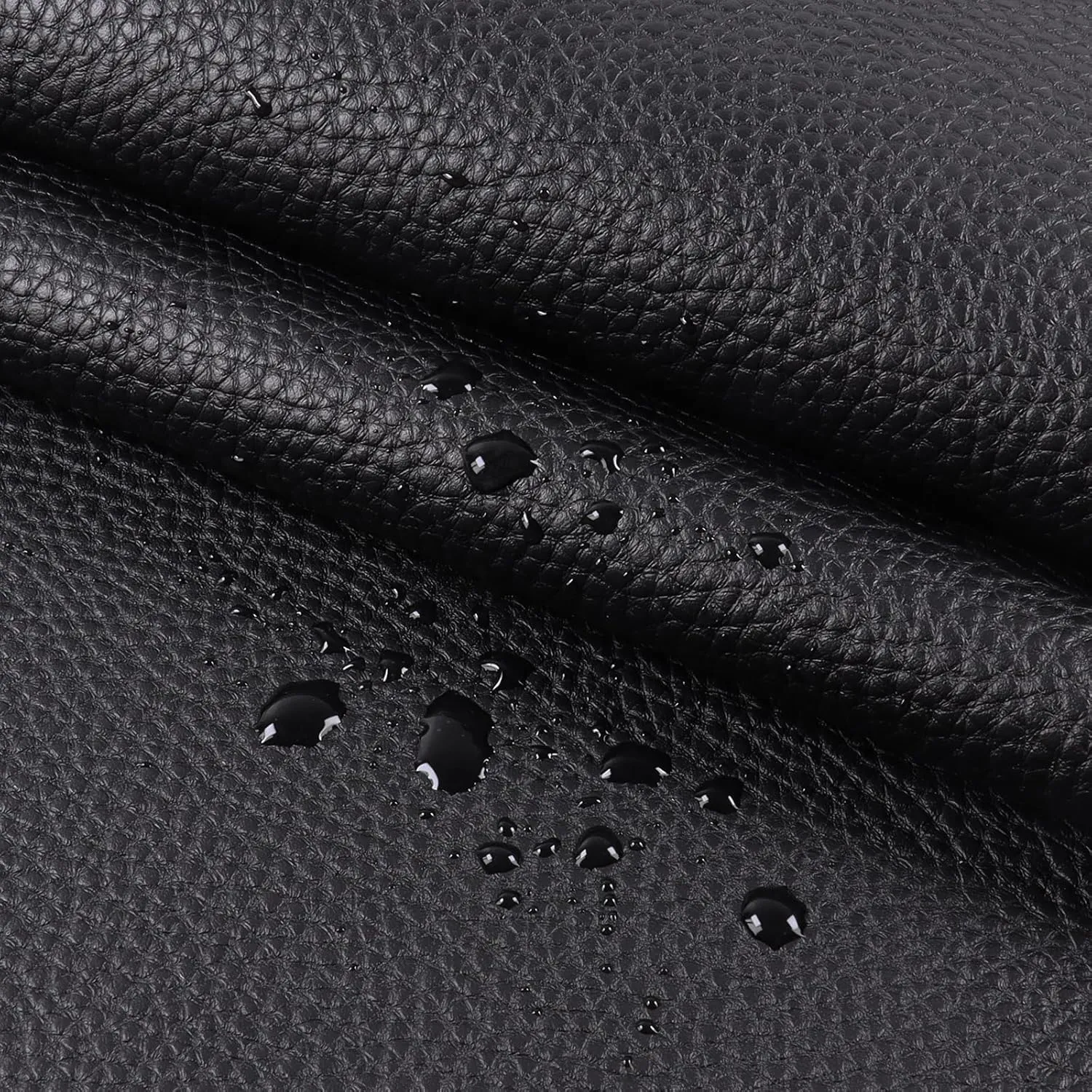 1.6mm Thick Heavy Duty Vinyl Fabric Marine 26" Wide by 24" Waterproof Synthetic Leather Sheets Anti-UV,Non-Peeling for Boat Auto Home Upholstery Crafts, DIY Sewings, Sofa, Handbag Black