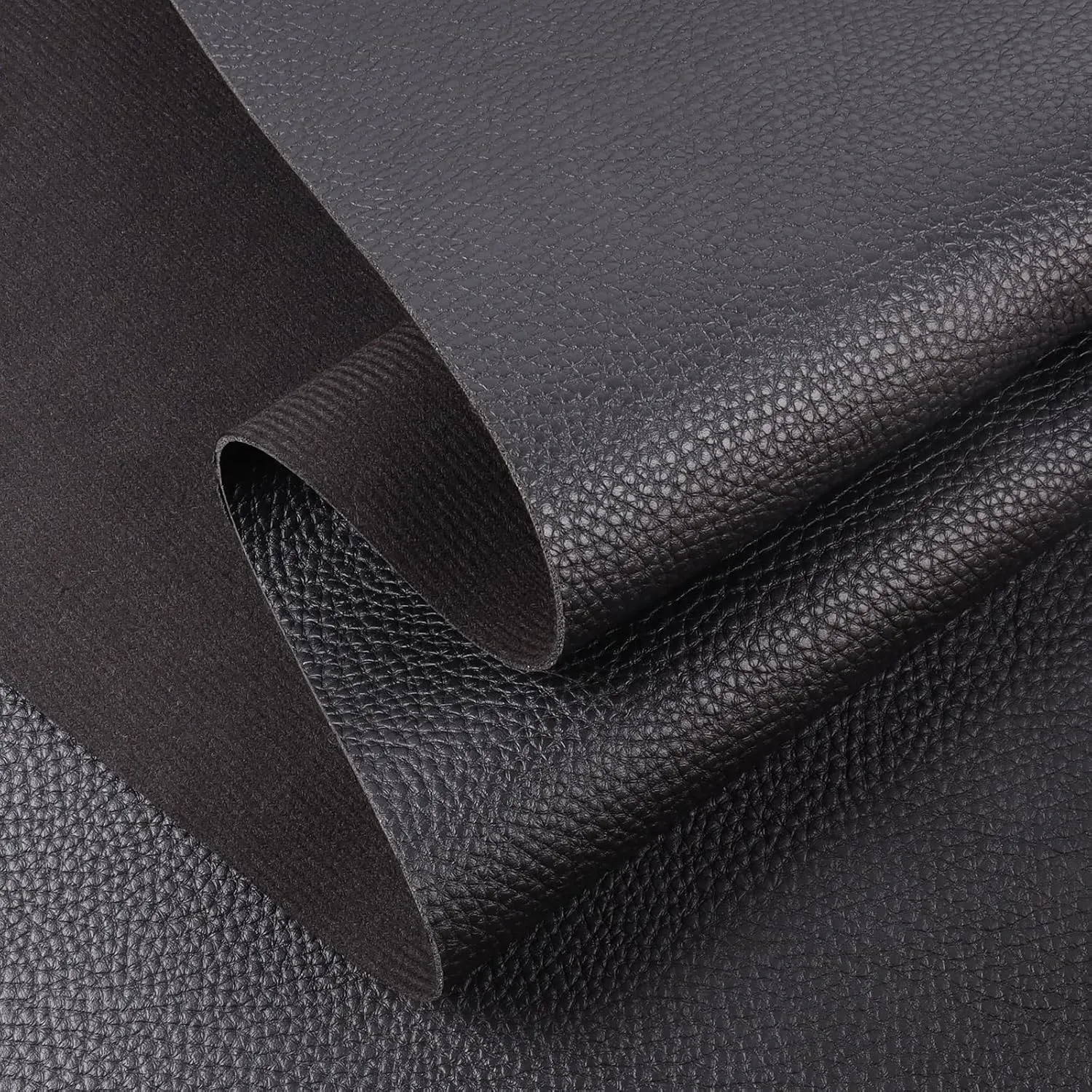 1.6mm Thick Heavy Duty Vinyl Fabric Marine 26" Wide by 24" Waterproof Synthetic Leather Sheets Anti-UV,Non-Peeling for Boat Auto Home Upholstery Crafts, DIY Sewings, Sofa, Handbag Black