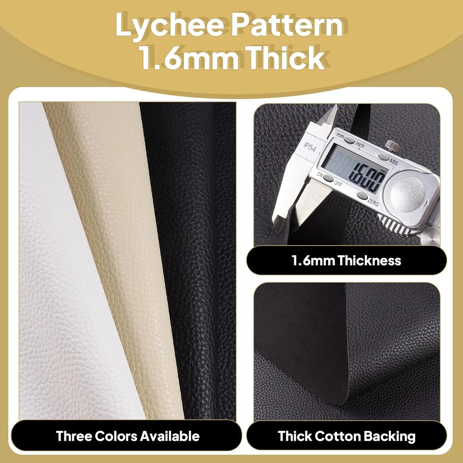 1.6mm Thick Heavy Duty Vinyl Fabric Marine 26" Wide by 24" Waterproof Synthetic Leather Sheets Anti-UV,Non-Peeling for Boat Auto Home Upholstery Crafts, DIY Sewings, Sofa, Handbag Black