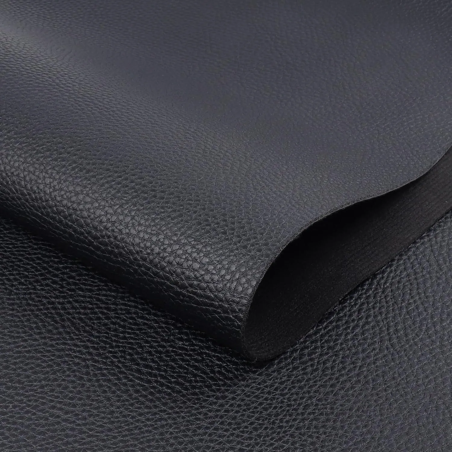 1.6mm Thick Heavy Duty Vinyl Fabric Marine 26" Wide by 24" Waterproof Synthetic Leather Sheets Anti-UV,Non-Peeling for Boat Auto Home Upholstery Crafts, DIY Sewings, Sofa, Handbag Black