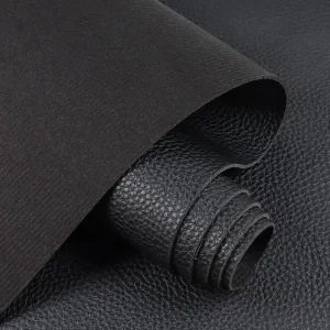 1.6mm Thick Heavy Duty Vinyl Fabric Marine 26" Wide by 24" Waterproof Synthetic Leather Sheets Anti-UV,Non-Peeling for Boat Auto Home Upholstery Crafts, DIY Sewings, Sofa, Handbag Black