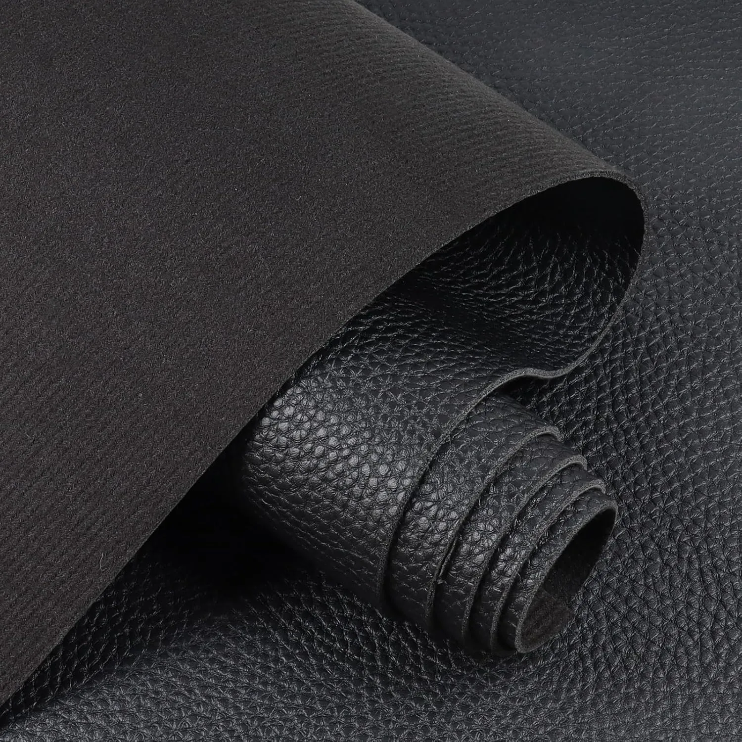 1.6mm Thick Heavy Duty Vinyl Fabric Marine 26" Wide by 24" Waterproof Synthetic Leather Sheets Anti-UV,Non-Peeling for Boat Auto Home Upholstery Crafts, DIY Sewings, Sofa, Handbag Black