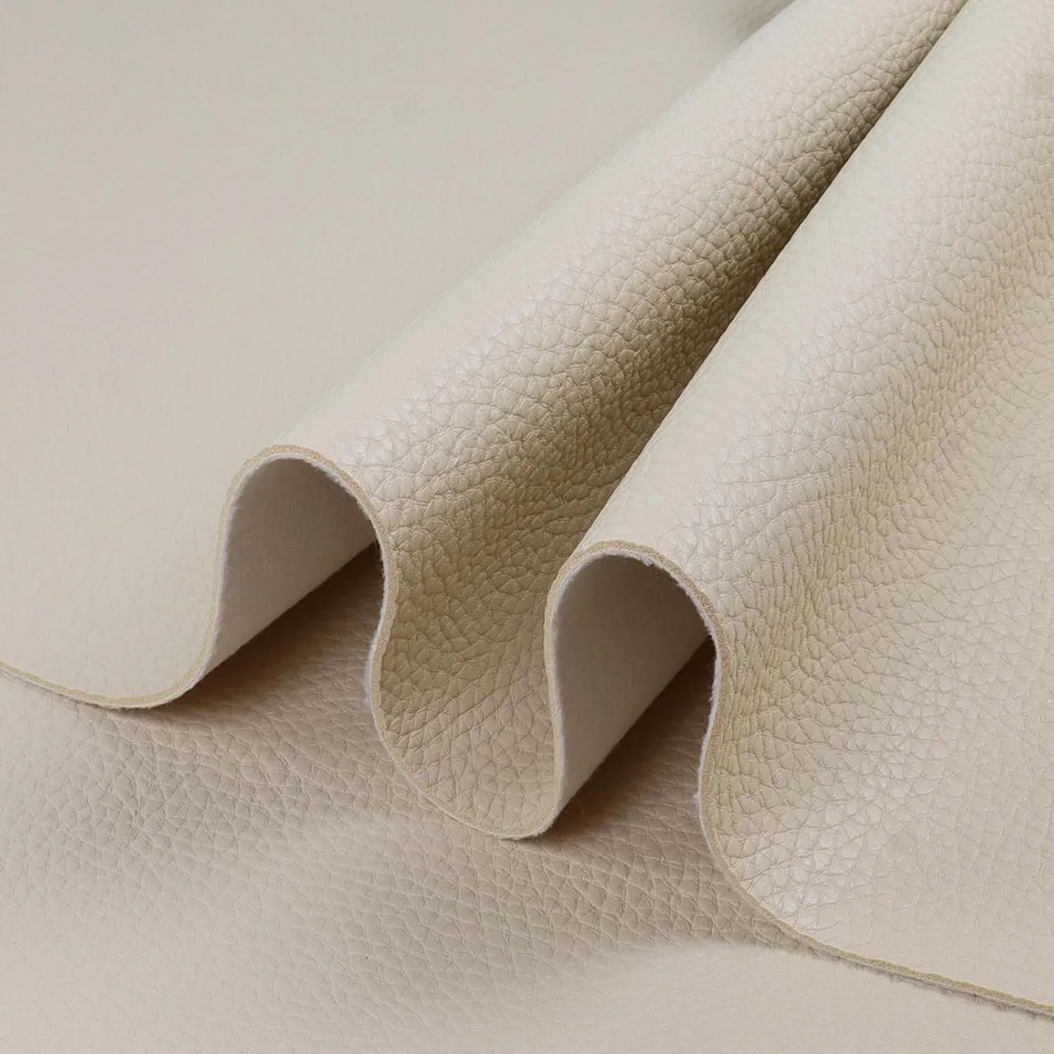1.6mm Thick Heavy Duty Vinyl Fabric Marine 26" Wide by 36" Waterproof Synthetic Leather Sheets Anti-UV,Non-Peeling for Boat Auto Home Upholstery Crafts, DIY Sewings, Sofa, Handbag Beige
