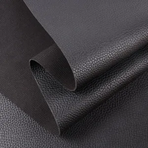 1.6mm Thick Heavy Duty Vinyl Fabric Marine Waterproof Synthetic Leather Sheets Anti-UV,Non-Peeling for Boat Auto Home Upholstery Crafts, DIY Sewings, Sofa, Handbag 54" Wide, Black 54"x24"