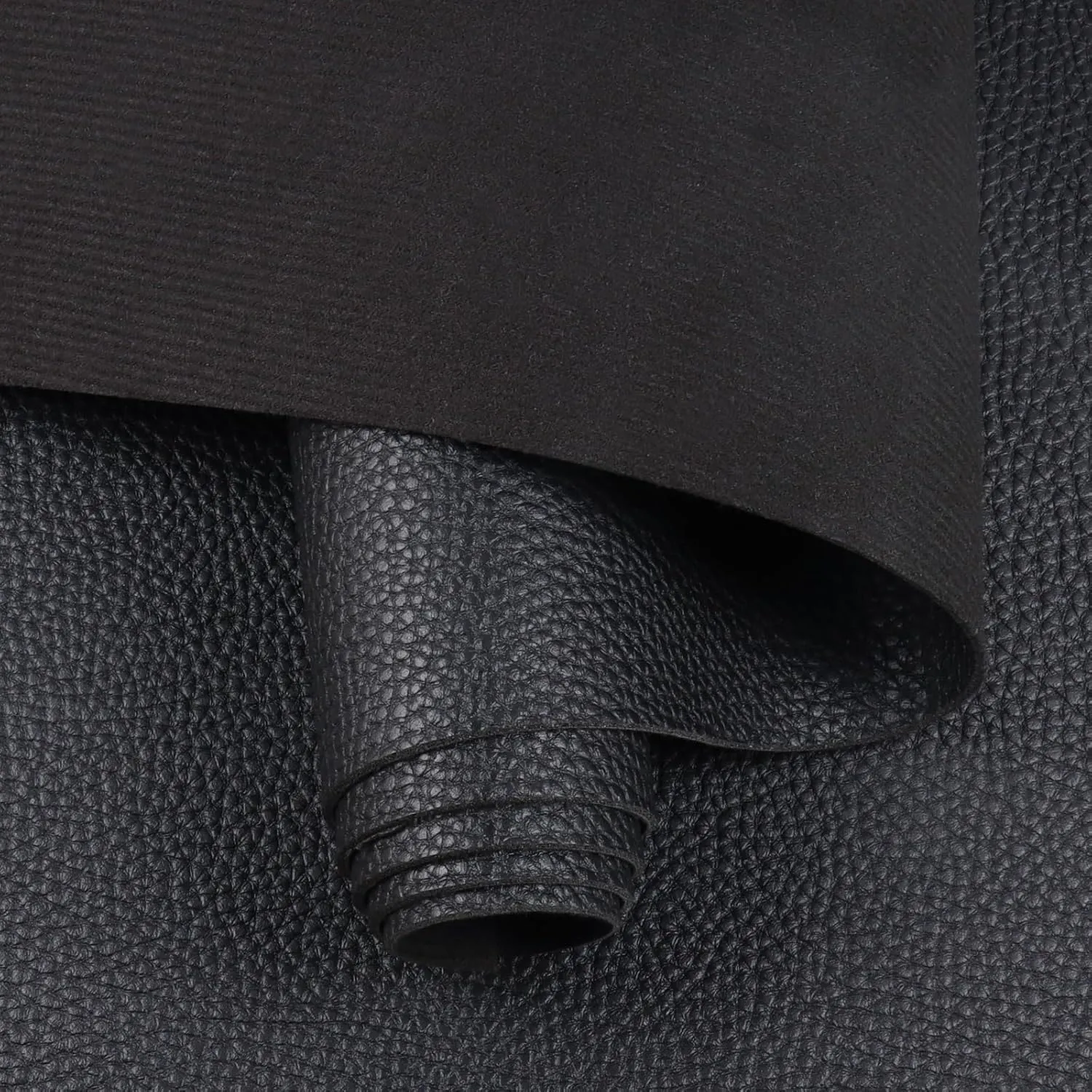 1.6mm Thick Heavy Duty Vinyl Fabric Marine Waterproof Synthetic Leather Sheets Anti-UV,Non-Peeling for Boat Auto Home Upholstery Crafts, DIY Sewings, Sofa, Handbag 54" Wide, Black 54"x24"