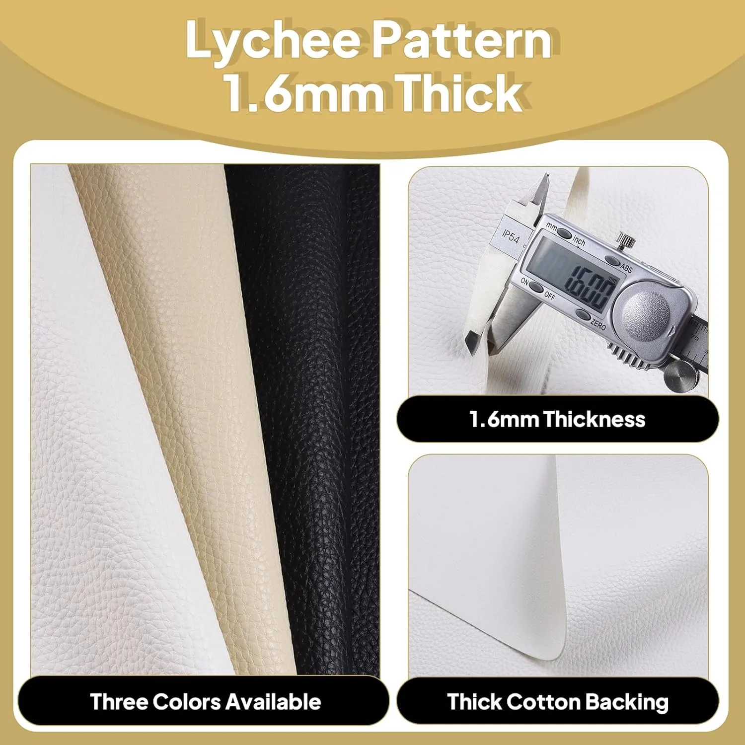 1.6mm Thick Heavy Duty Vinyl Fabric Marine Waterproof Synthetic Leather Sheets Anti-UV,Non-Peeling for Boat Auto Home Upholstery Crafts, DIY Sewings, Sofa, Handbag 54" Wide, White 54"x24"