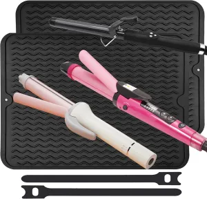 2 Pack Heat Mat for Curling Iron, Oversize Silicone Resistant Mat for Hair Tools, Hot Pad for Hair Straightener, Flat Irons and Hot Hair Styling Tools Home Travel Gym Salon (15.7" x 11.8")