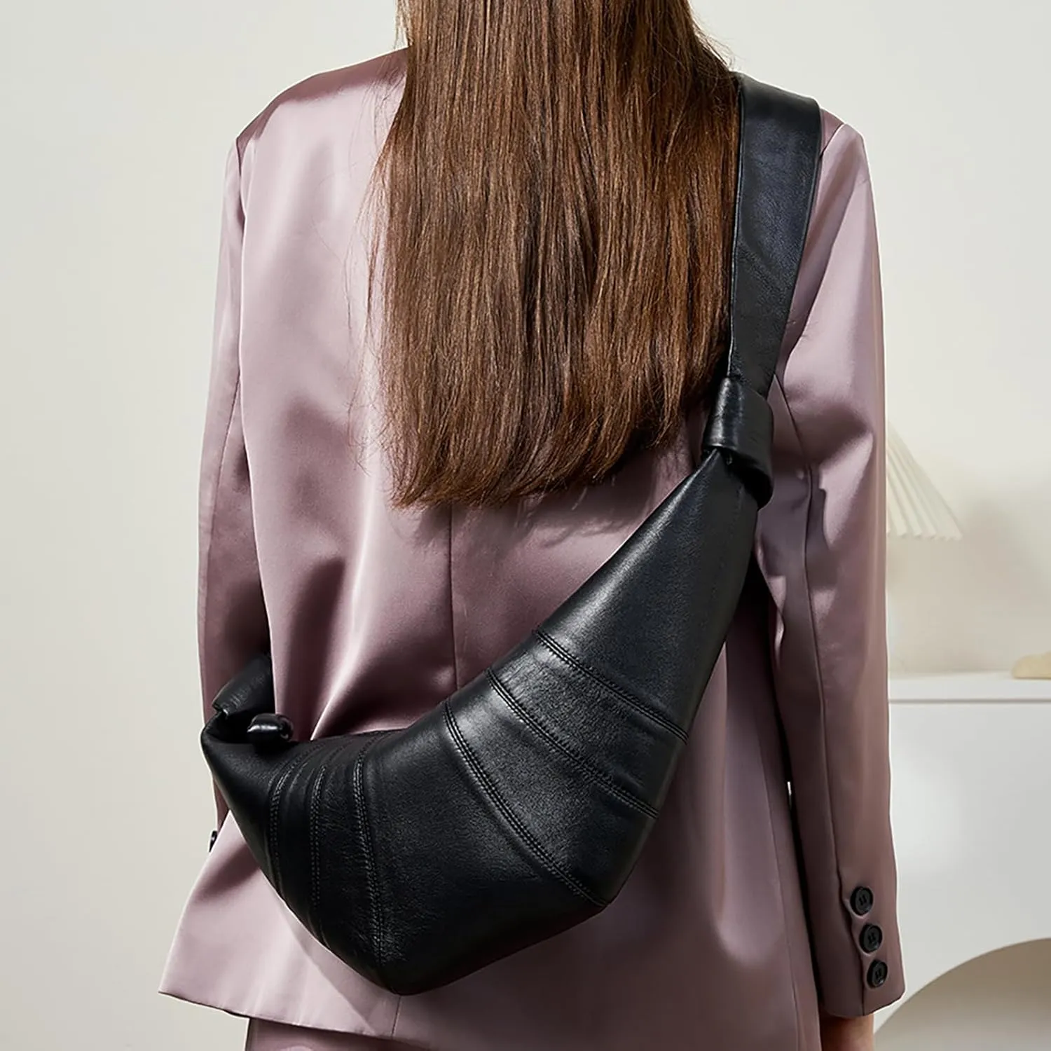2025 New Genuine Leather croissant,crossbody crescent bag,shoulder chest bag,sheepskin croissant,crossbody bag