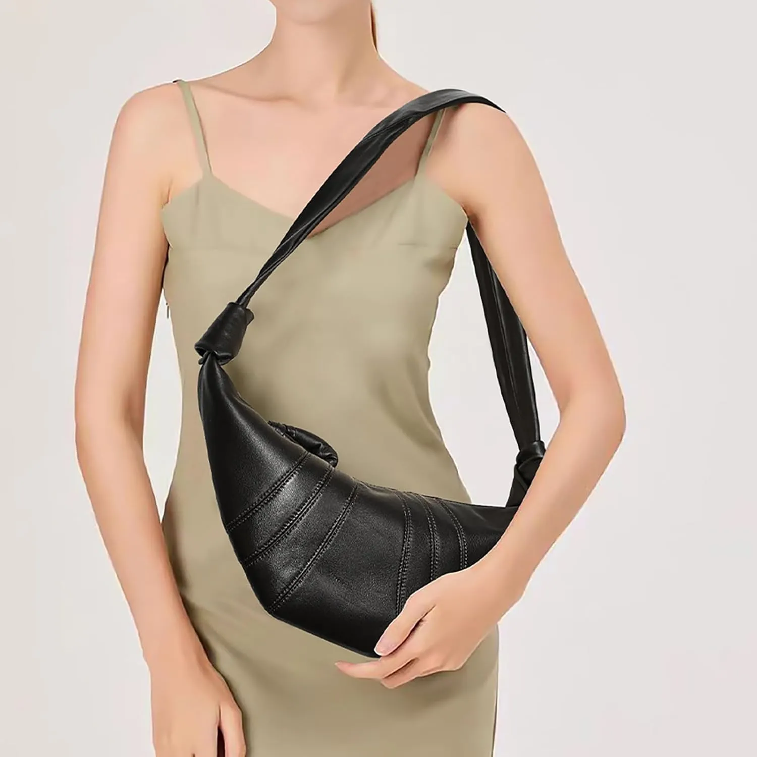 2025 New Genuine Leather croissant,crossbody crescent bag,shoulder chest bag,sheepskin croissant,crossbody bag