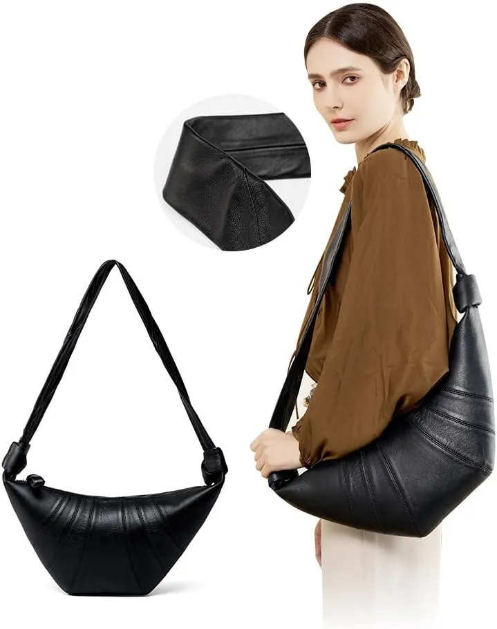 2025 New Genuine Leather croissant,crossbody crescent bag,shoulder chest bag,sheepskin croissant,crossbody bag