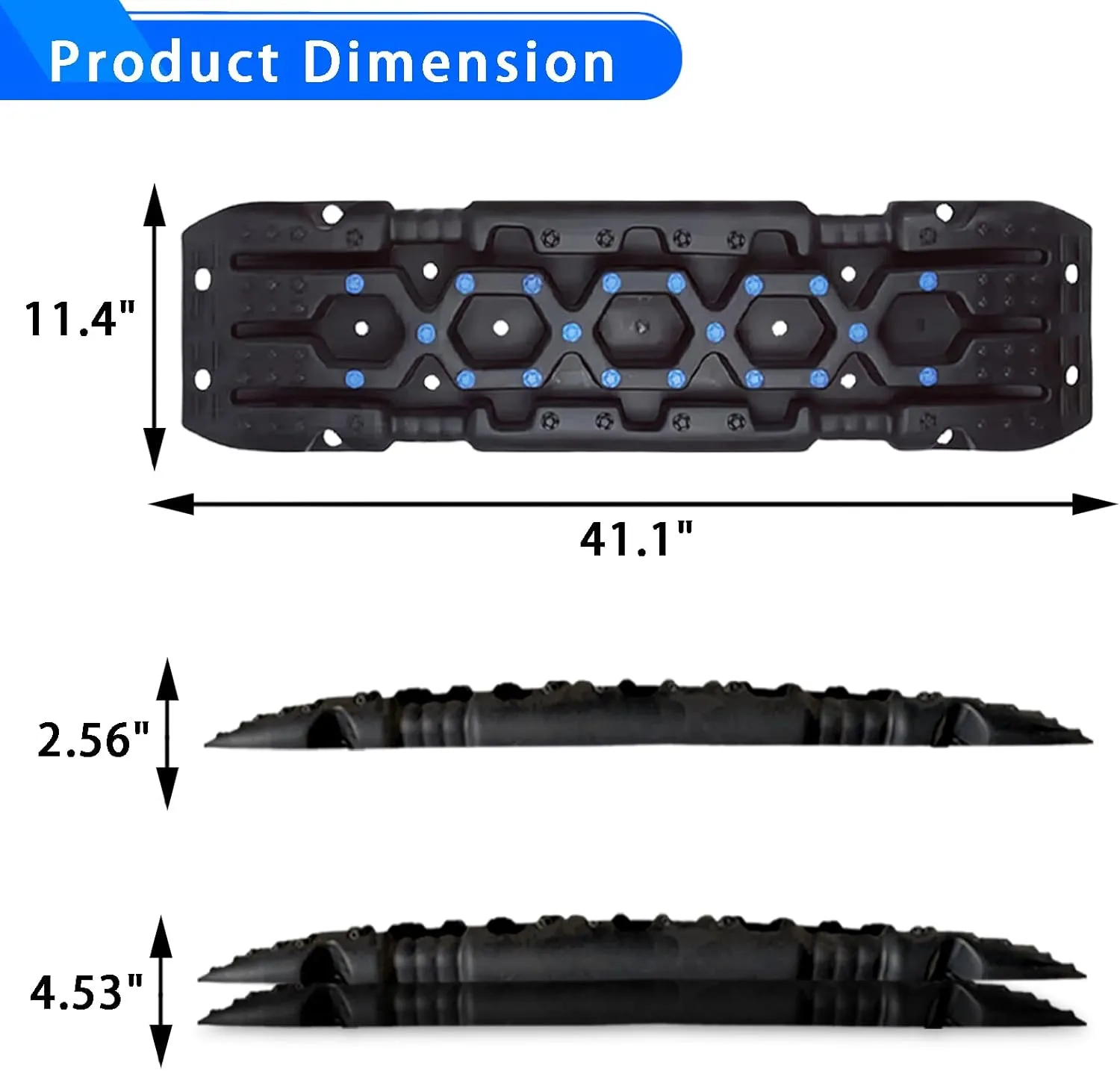 2PCS Recovery Boards, 41.1" X 11.4" Traction Boards, Easy to Store and Carry, Upgraded Traction Board for Snow, Mountain, Mud and Other Complex Terrain, Blue Non-Slip Design
