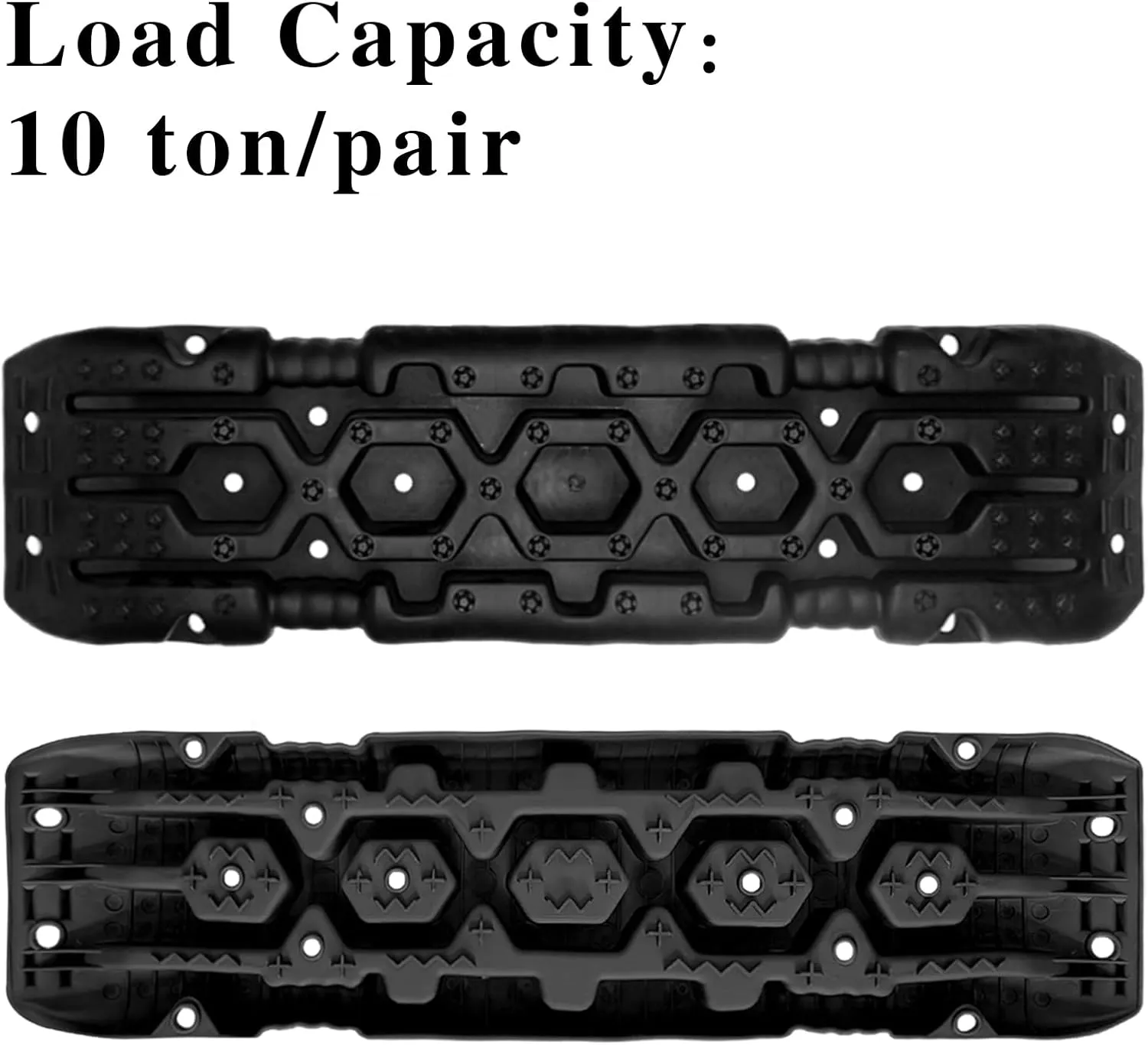 2PCS Traction Boards, 41.1" X 11.4" Tire Traction Mats, Recovery Board for Off-Road Desert, Snow, Mud, Mountain and Other Complex Terrains, Black