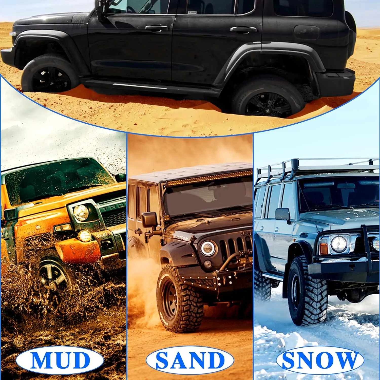 2PCS Traction Boards, 41.1" X 11.4" Tire Traction Mats, Recovery Board for Off-Road Desert, Snow, Mud, Mountain and Other Complex Terrains, Black
