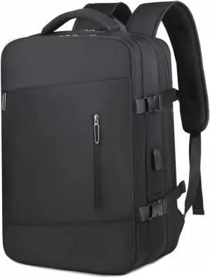 35L Black Travel Laptop Backpack for Men & Women, Waterproof & TSA-Friendly Carry On for 17.3'' Laptops, Flight Approved Personal Item with USB Charging Port