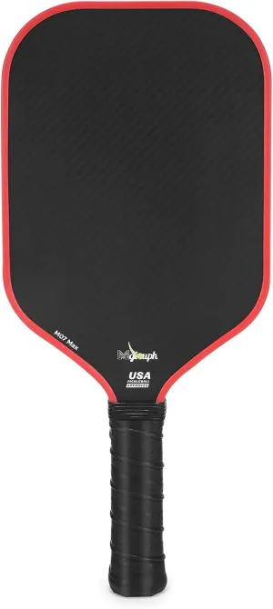 3k raw Carbon Fiber & Abrasion Surface Pickleball Paddle Easy Ball Control, 16mm Rackets Ultra Strong Material, Increase Smash Power, Black Grips and red TPU for Advanced,Trainer and Professional.