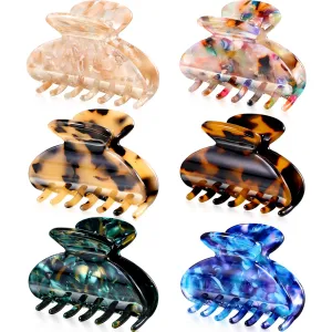 6 Pieces Tortoise Shell Hair Claw Clip for Women 2 Inch Medium Tortoise Hair Clip French Resin Clamp for Woman, Assorted Design