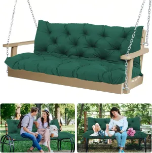 【60x40in】 5" Extra Thick Porch Swing Cushions Waterproof 3 Seater Replacement with Non-Slip Straps & Backrest, Outdoor Furniture Cushions for Patio, Lawn, Garden(Dark Green 60×40×5inch)