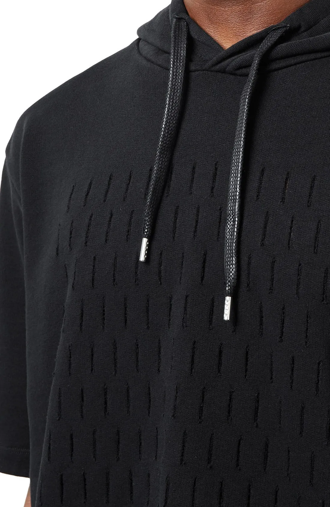 AAA Collection Slashed Oversize Short Sleeve Hoodie