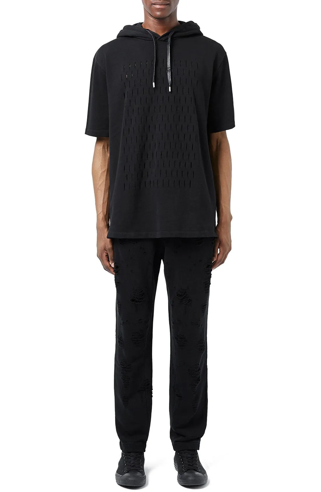 AAA Collection Slashed Oversize Short Sleeve Hoodie