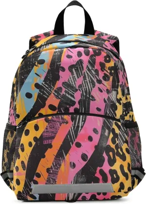 Abstract Animal Camo Toddler Backpack Abstract Animal Camo Print with Leash and Reflective Strips, Lightweight Kids School Bag for Boys Girls 3-6 Years, Travel Daypack for Preschool, Outings,
