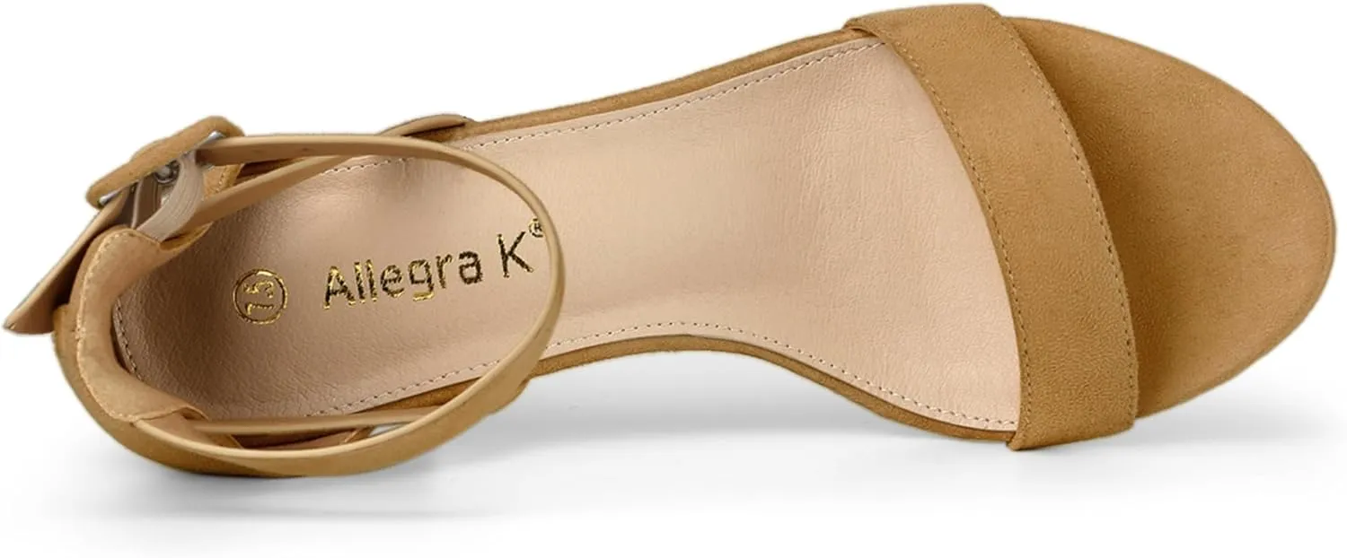 Allegra K Women's Ankle Strap Block Low Heel Sandal