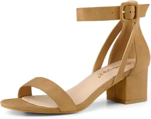 Allegra K Women's Ankle Strap Block Low Heel Sandal