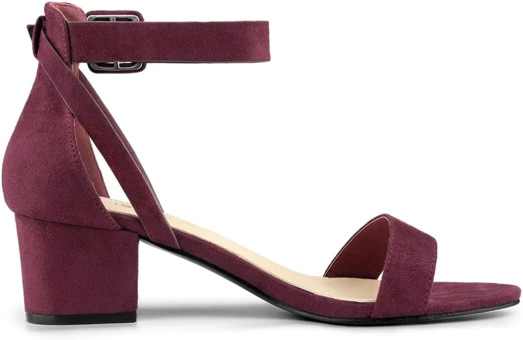 Allegra K Women's Ankle Strap Block Low Heel Sandal
