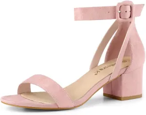 Allegra K Women's Ankle Strap Block Low Heel Sandal