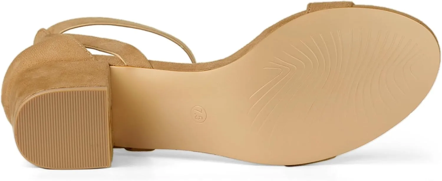 Allegra K Women's Ankle Strap Block Low Heel Sandal