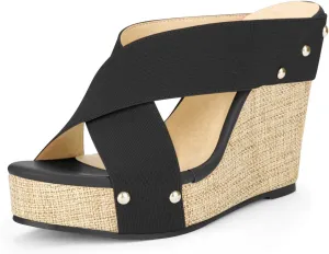 Allegra K Women's Platform Slide Wedge Sandals