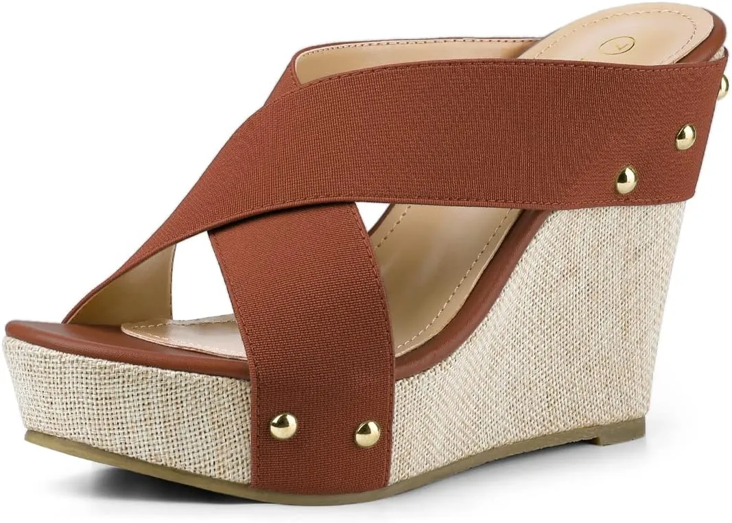 Allegra K Women's Platform Slide Wedge Sandals