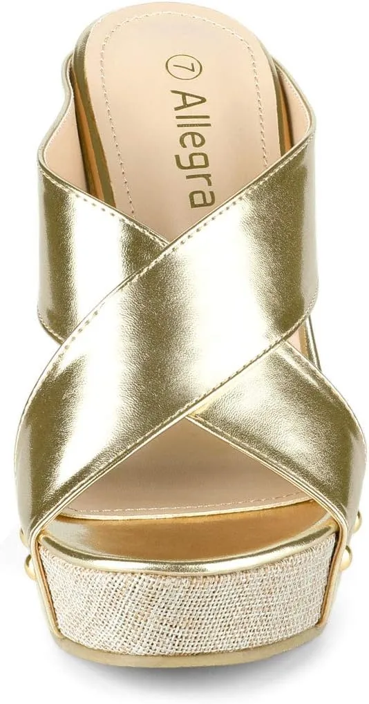 Allegra K Women's Platform Slide Wedge Sandals
