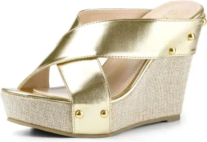 Allegra K Women's Platform Slide Wedge Sandals
