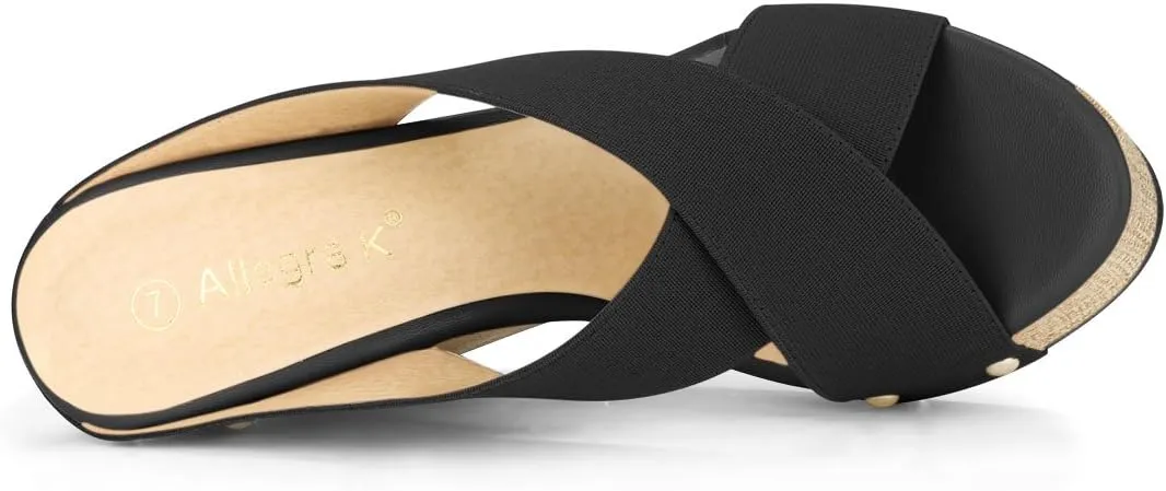 Allegra K Women's Platform Slide Wedge Sandals
