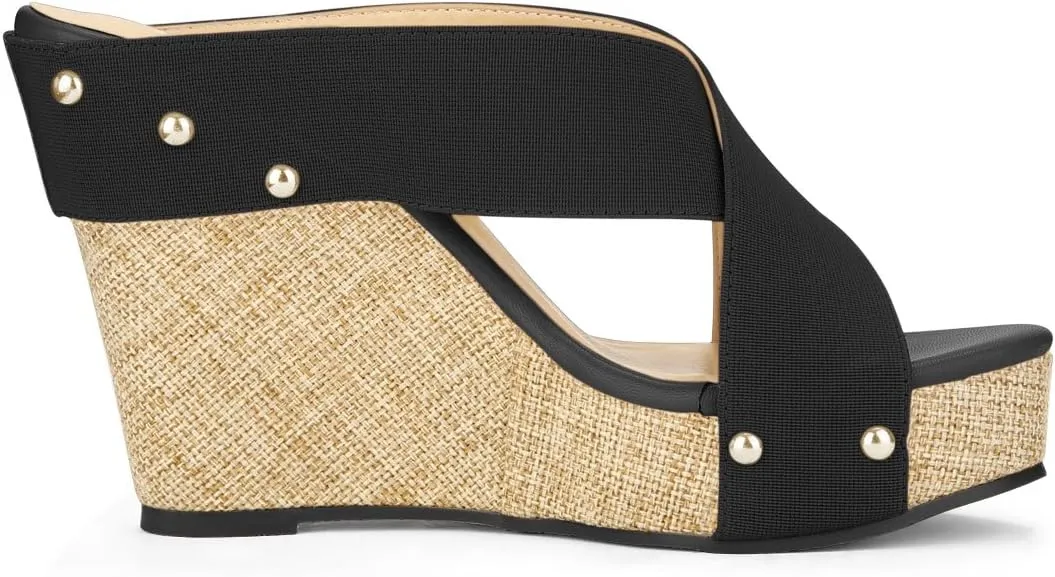 Allegra K Women's Platform Slide Wedge Sandals