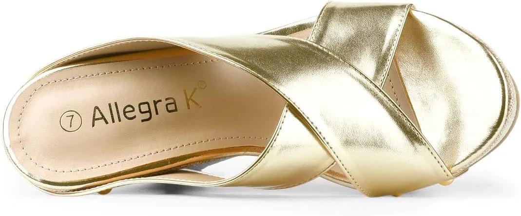 Allegra K Women's Platform Slide Wedge Sandals
