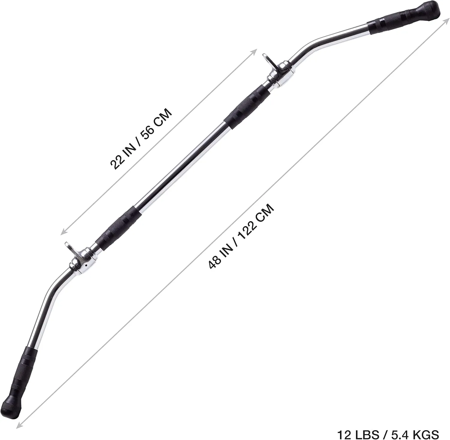 AmStaff 48" Straight Ez Curl Lat Pull Down Bar with Revolving Double Hook for Dual Pulley Cable Machines, Functional Trainer Multi-Purpose Attachment