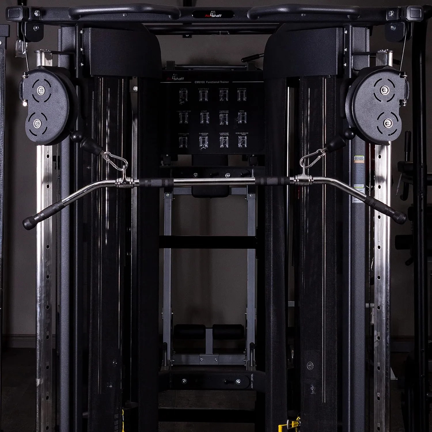 AmStaff 48" Straight Ez Curl Lat Pull Down Bar with Revolving Double Hook for Dual Pulley Cable Machines, Functional Trainer Multi-Purpose Attachment