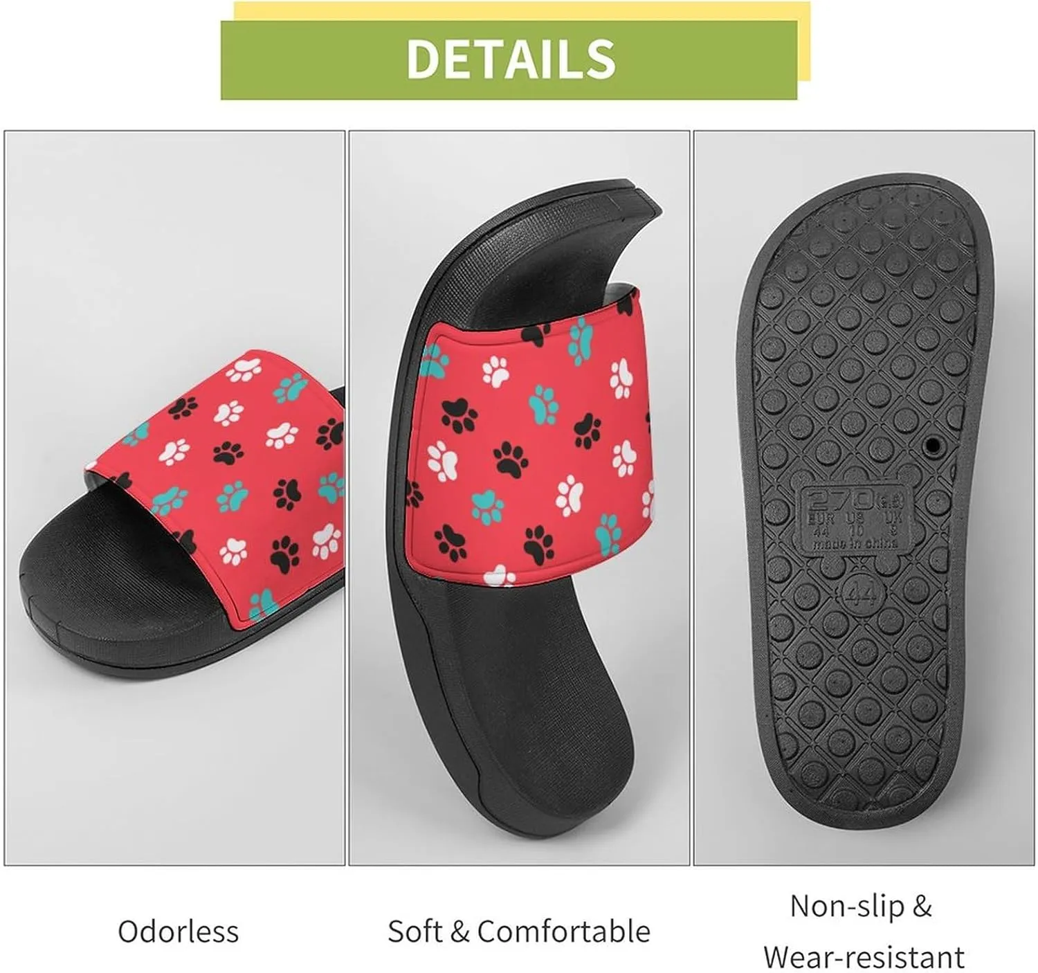 Animal Paws Dog Cat Slides Men Home Sandal Women Non Slip Bathroom Open Toe Shoe Casual Footwear Flat Slide Sandals