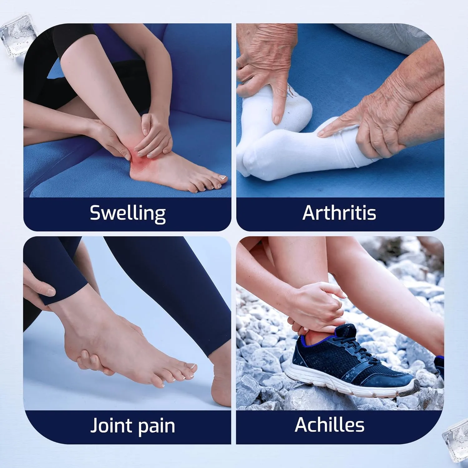 Ankle Ice Pack Wrap for Swelling - Hot/Cold Therapy Ice Wrap for Foot Pain Relief, Heel Pain Relief, Plantar Fasciitis, Achilles Tendonitis Relief, Sprained Ankle Compression, (Large/XL)