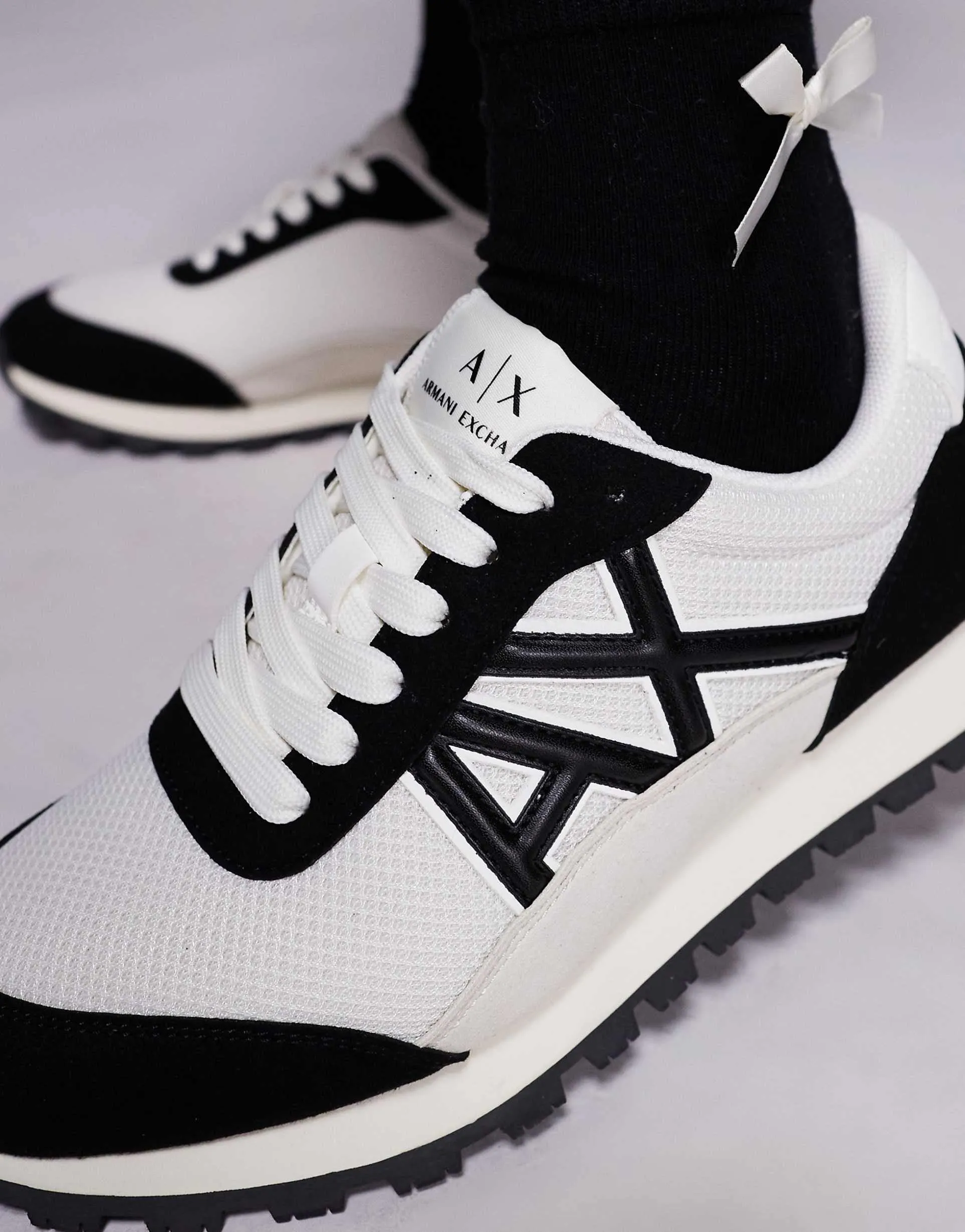 Armani Exchange Trainers in black and white