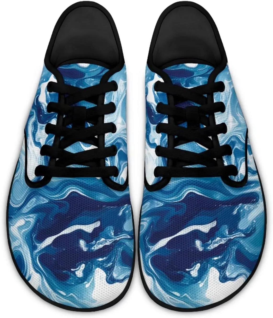 Artistic Marble Print Women's Barefoot Shoes Men Comfort Lace Up Walking Flat Low Tops Work Office Easy Quick Fit