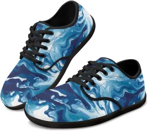 Artistic Marble Print Women's Barefoot Shoes Men Comfort Lace Up Walking Flat Low Tops Work Office Easy Quick Fit