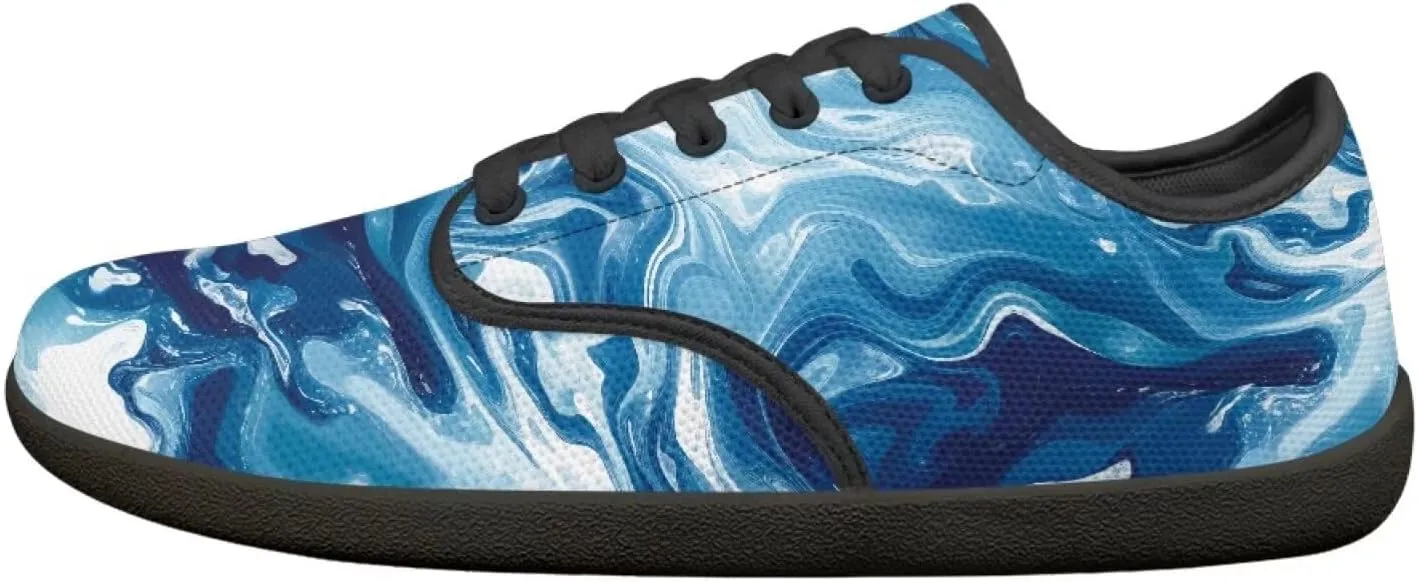Artistic Marble Print Women's Barefoot Shoes Men Comfort Lace Up Walking Flat Low Tops Work Office Easy Quick Fit