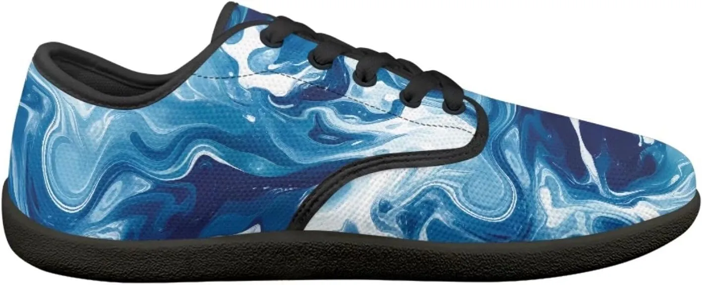 Artistic Marble Print Women's Barefoot Shoes Men Comfort Lace Up Walking Flat Low Tops Work Office Easy Quick Fit