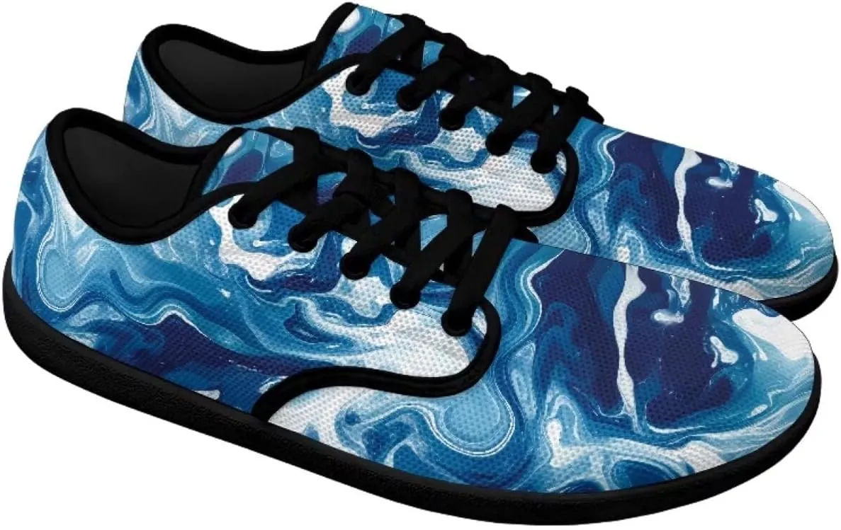 Artistic Marble Print Women's Barefoot Shoes Men Comfort Lace Up Walking Flat Low Tops Work Office Easy Quick Fit