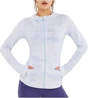 AYGJKIE Women Sun Protection Clothing Uv Protection Running Breathable SPF Jacket Slim Pressure Sun Block (Color : Blue White, Size : X-Large)
