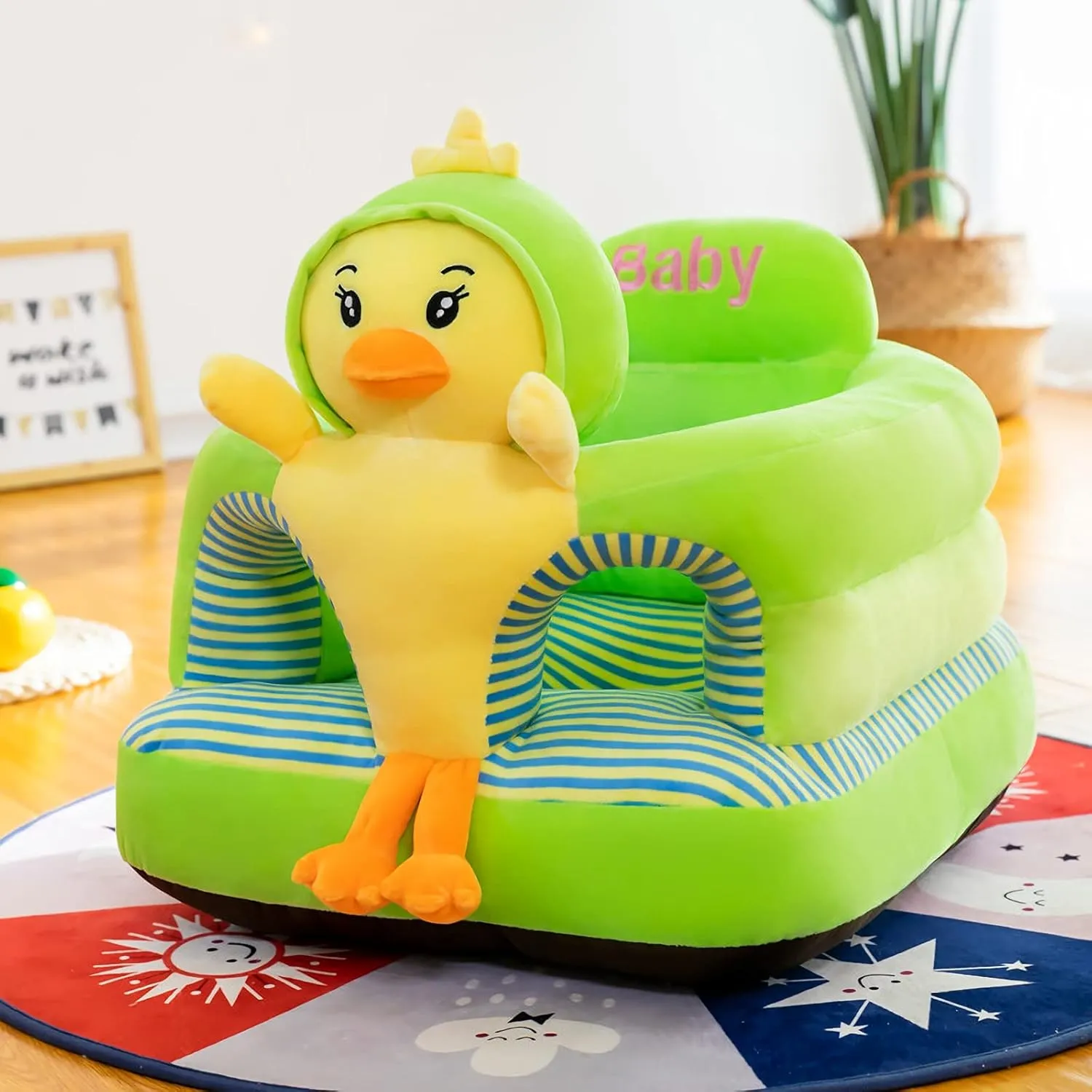 Baby Support Seat, Cute Baby Sofa Chair for Sitting Up, Comfy Plush Infant Seats (Chickens,W17.5 x H17.5)