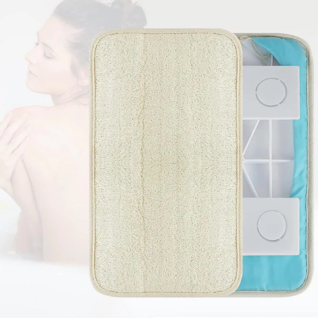 Back Scrubber for Shower, Hands-Free Exfoliating Back Loofah Body Sponge Scrubber, Wall Mounted Back Scrubber for Shower for Men Women (Self-Adhesive Sheet or Suction Cup)